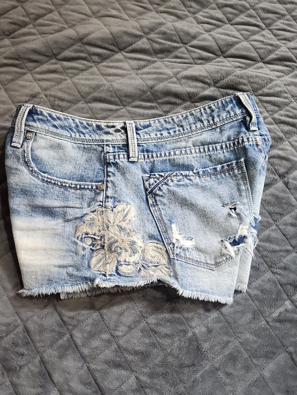 Buckle Light Blue Distressed Denim Shorts - Picture 6 of 7
